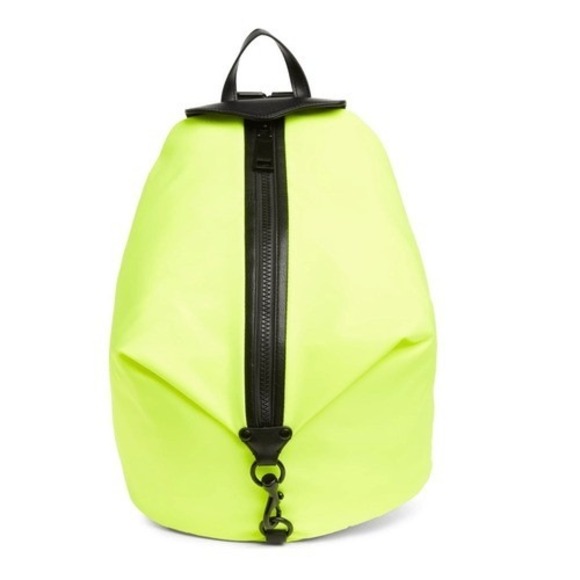 Rebecca‎ Minkoff Julian Jumbo Zipped Nylon Backpack Designer Neon Yellow NWT